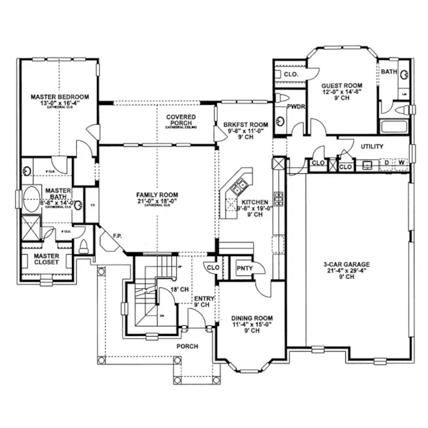 European House Plan First Floor - Naperville European Style Home 026D-1324 - Shop House Plans and More