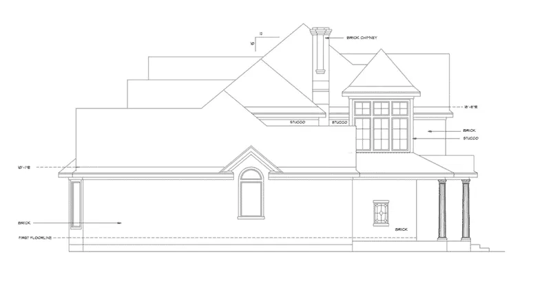 Sunbelt House Plan Left Elevation - Naperville European Style Home 026D-1324 - Shop House Plans and More