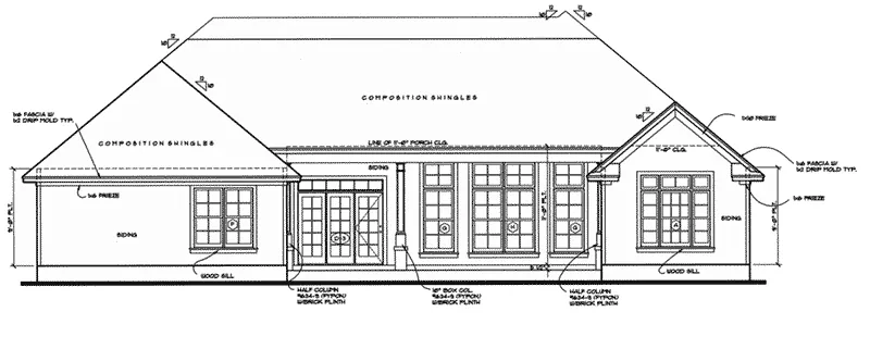 Traditional House Plan Rear Elevation - Daley Two-Story Home 026D-1350 - Search House Plans and More