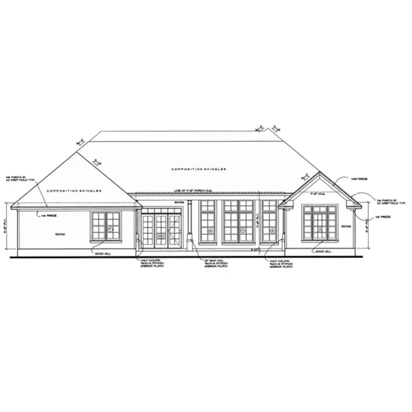 Ranch House Plan Rear Elevation - Daley Two-Story Home 026D-1350 - Search House Plans and More