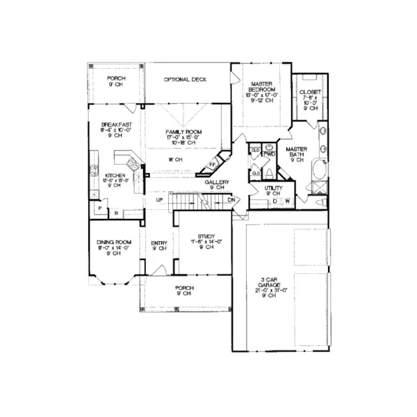 Traditional House Plan First Floor - Sutton Park Arts And Crafts Home 026D-1353 - Shop House Plans and More