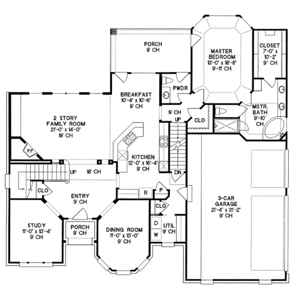 Southern House Plan First Floor - Hudson Park European Home 026D-1355 - Search House Plans and More