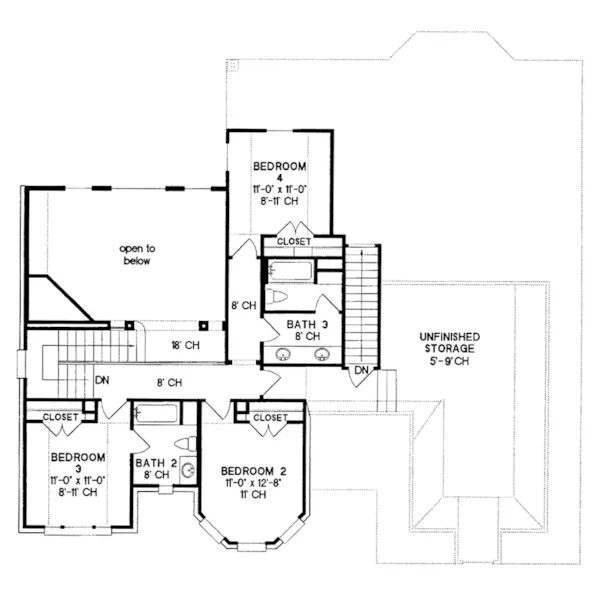 Southern House Plan Second Floor - Hudson Park European Home 026D-1355 - Search House Plans and More