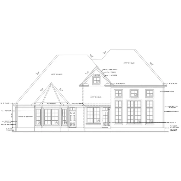 Southern House Plan Rear Elevation - Hudson Park European Home 026D-1355 - Search House Plans and More