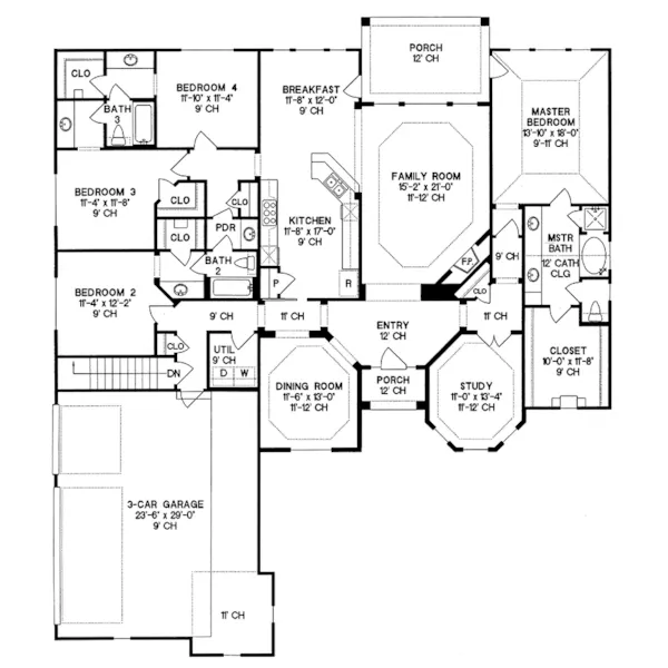 Ranch House Plan First Floor - Hubbard European Ranch Home 026D-1359 - Search House Plans and More