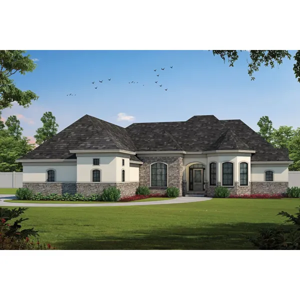 Ranch House Plan Front Image - Hubbard European Ranch Home 026D-1359 - Search House Plans and More