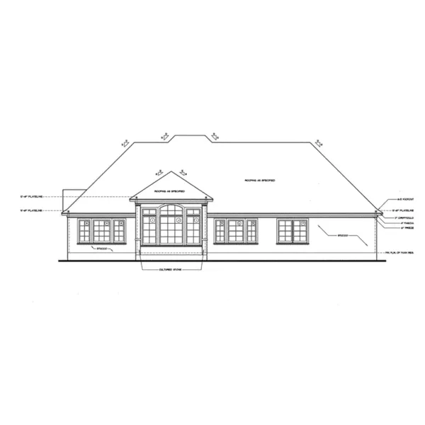 Ranch House Plan Rear Elevation - Hubbard European Ranch Home 026D-1359 - Search House Plans and More