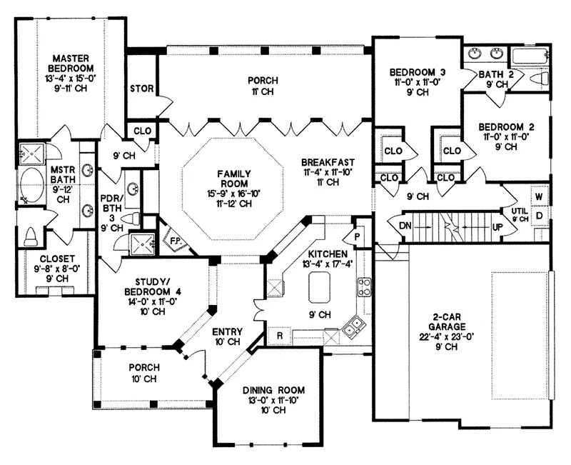 Country House Plan First Floor - Cermak Country Home 026D-1365 - Search House Plans and More