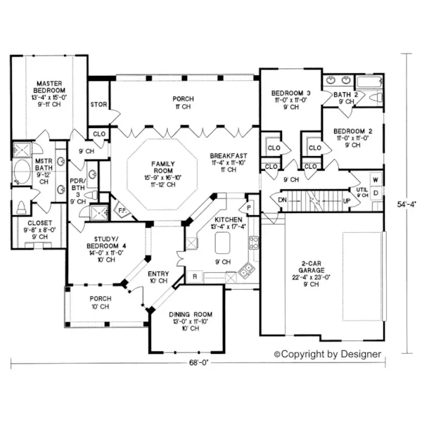 Southern House Plan First Floor - Cermak Country Home 026D-1365 - Search House Plans and More