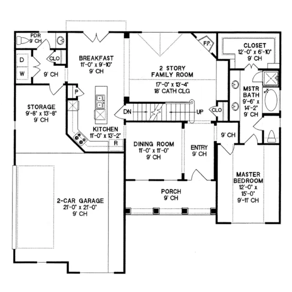 Traditional House Plan First Floor - Glenbrook Country Home 026D-1368 - Search House Plans and More