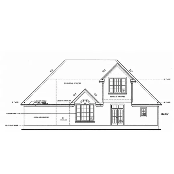 Traditional House Plan Rear Elevation - Glenbrook Country Home 026D-1368 - Search House Plans and More