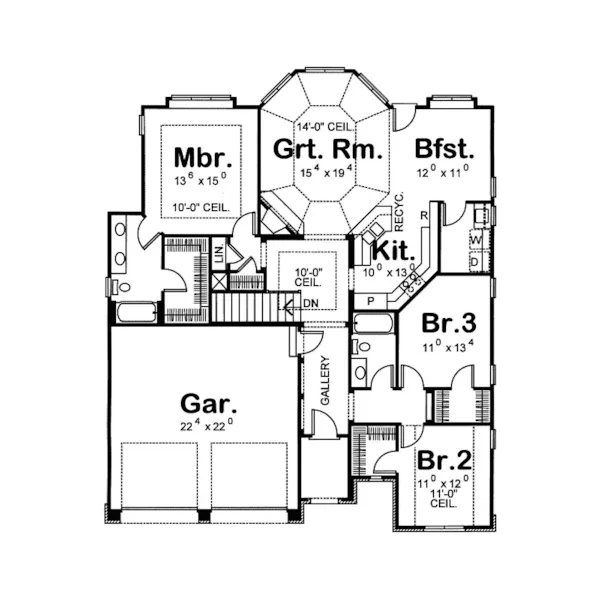 Southern House Plan First Floor - Allisonville Ranch Home 026D-1382 - Search House Plans and More