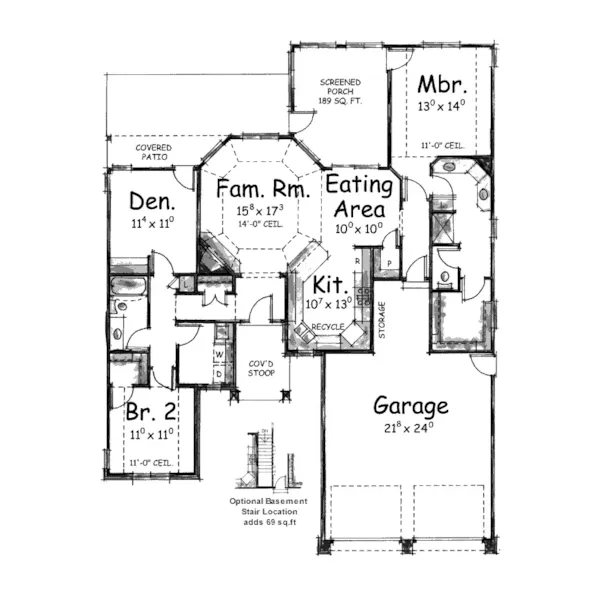 Ranch House Plan First Floor - South Grove Ranch Home 026D-1388 - Shop House Plans and More