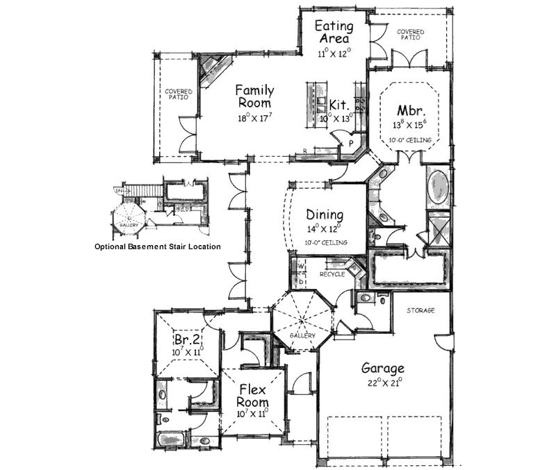 Southern House Plan First Floor - Donham Ranch Home 026D-1394 - Search House Plans and More