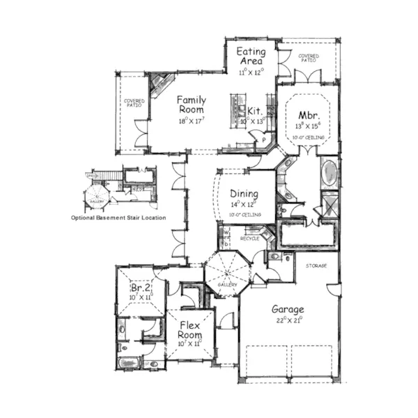 Sunbelt House Plan First Floor - Donham Ranch Home 026D-1394 - Search House Plans and More