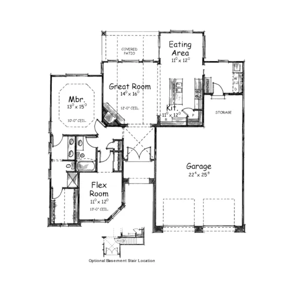 Ranch House Plan First Floor - La Grange Point Ranch Home 026D-1397 - Shop House Plans and More