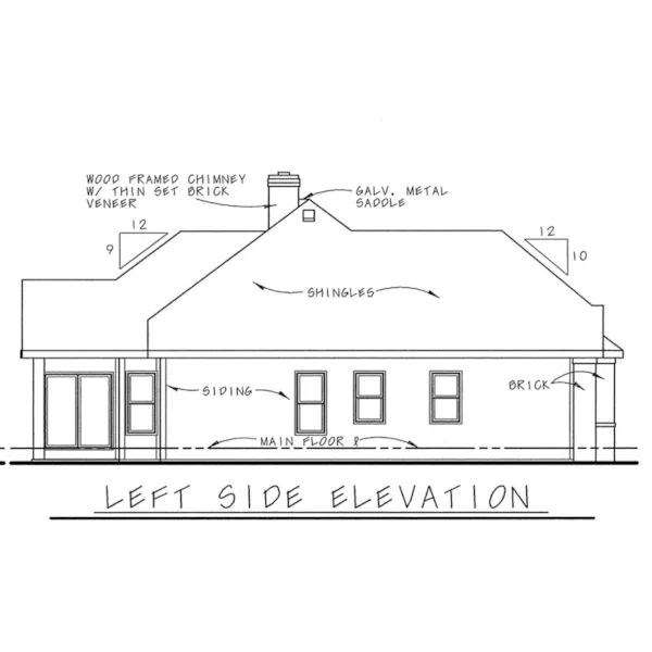Ranch House Plan Left Elevation - La Grange Point Ranch Home 026D-1397 - Shop House Plans and More