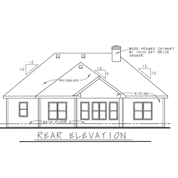 Ranch House Plan Rear Elevation - La Grange Point Ranch Home 026D-1397 - Shop House Plans and More