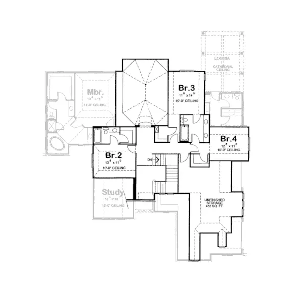 European House Plan Second Floor - Travisville Traditional Home 026D-1410 - Shop House Plans and More