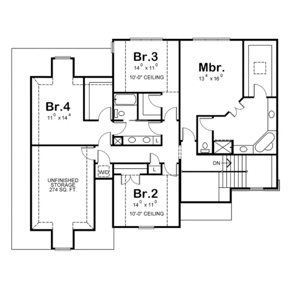 Country House Plan Second Floor - Noblesville Traditional Home 026D-1416 - Shop House Plans and More