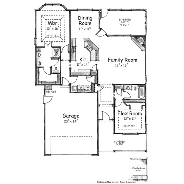 Ranch House Plan First Floor - Connersville Country Home 026D-1640 - Search House Plans and More