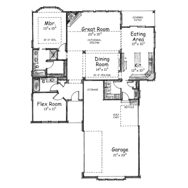 Arts & Crafts House Plan First Floor - Everton Hill Craftsman Home 026D-1644 - Search House Plans and More