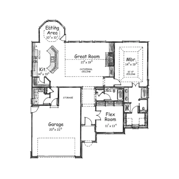 English Cottage House Plan First Floor - Greencastle Forest English Home 026D-1648 - Search House Plans and More