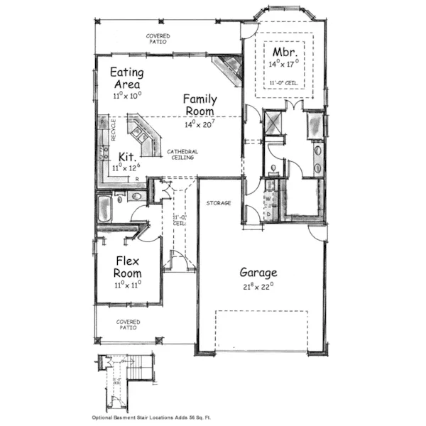 Arts & Crafts House Plan First Floor - Alsace Place Country Ranch Home 026D-1654 - Search House Plans and More