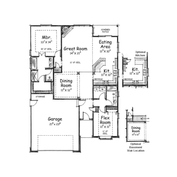 Sunbelt House Plan First Floor - Waymansville Ranch Home 026D-1655 - Shop House Plans and More