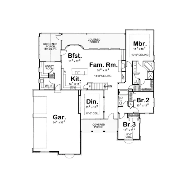 Traditional House Plan First Floor - Bicknell Traditional Ranch Home 026D-1658 - Search House Plans and More