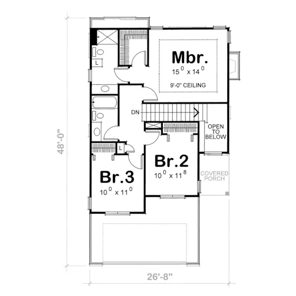 Craftsman House Plan Second Floor - Paxton Park Narrow Lot Home 026D-1659 - Shop House Plans and More