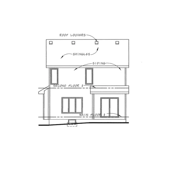 Craftsman House Plan Rear Elevation - Paxton Park Narrow Lot Home 026D-1659 - Shop House Plans and More