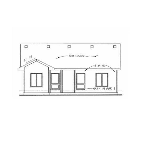 Ranch House Plan Rear Elevation - Pecan Point Narrow Lot Home 026D-1666 - Shop House Plans and More