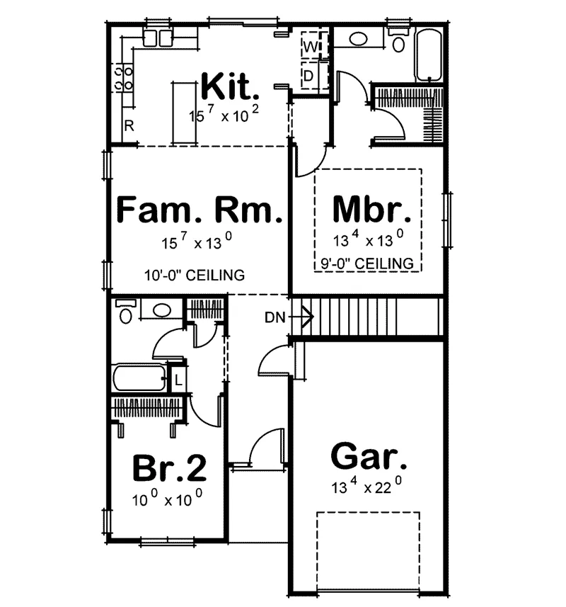 Traditional House Plan First Floor - Becks Mill Narrow Lot Ranch Home 026D-1667 - Search House Plans and More