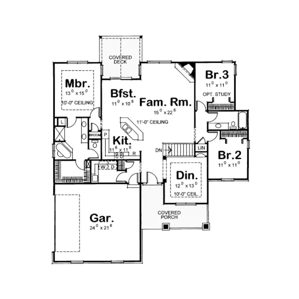 Country House Plan First Floor - Chambersburg Pass Ranch Home 026D-1668 - Search House Plans and More