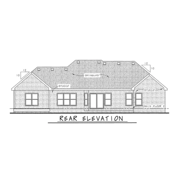 Traditional House Plan Rear Elevation - Larkwood European Ranch Home 026D-1673 - Shop House Plans and More