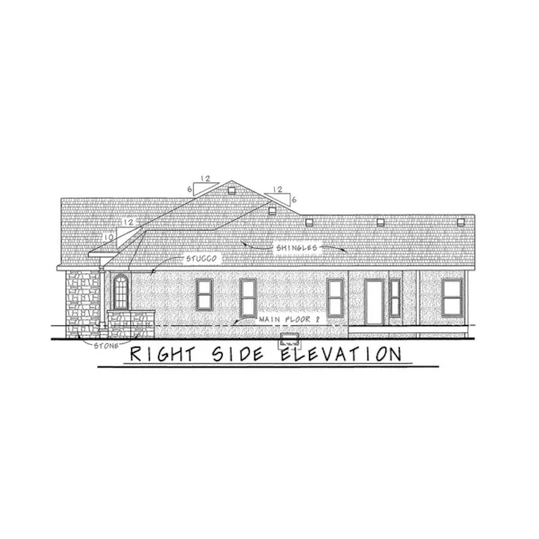 Traditional House Plan Right Elevation - Larkwood European Ranch Home 026D-1673 - Shop House Plans and More