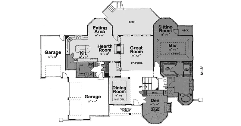 Ranch House Plan First Floor - Hawkeye European Luxury Home 026D-1674 - Search House Plans and More