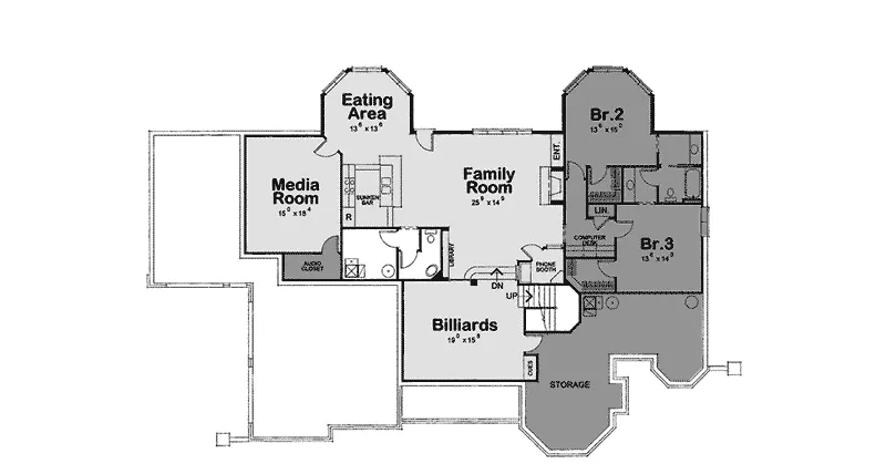 Ranch House Plan Lower Level Floor - Hawkeye European Luxury Home 026D-1674 - Search House Plans and More