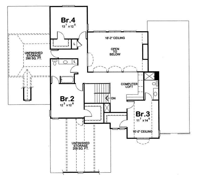 Traditional House Plan Second Floor - Lesterville European Home 026D-1676 - Shop House Plans and More