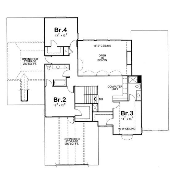 Sunbelt House Plan Second Floor - Lesterville European Home 026D-1676 - Shop House Plans and More