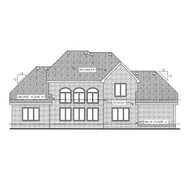 Sunbelt House Plan Rear Elevation - Lesterville European Home 026D-1676 - Shop House Plans and More