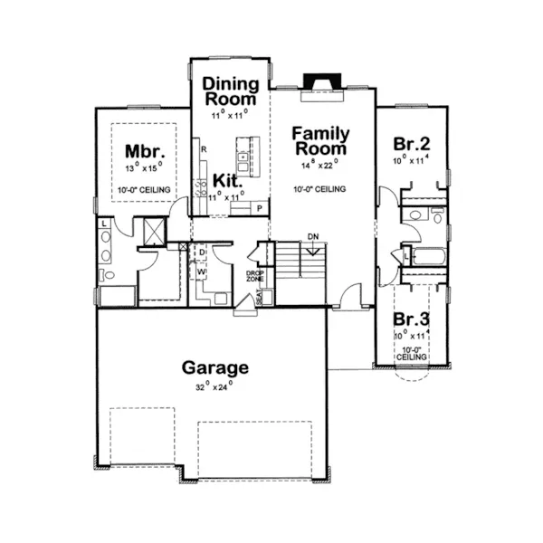 Craftsman House Plan First Floor - McIntire Ranch Home 026D-1678 - Shop House Plans and More