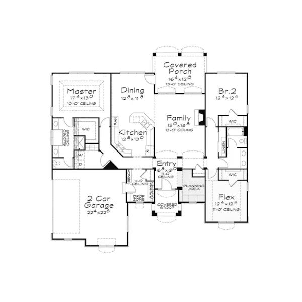 Arts & Crafts House Plan First Floor - Hawk Pointe Craftsman Home 026D-1681 - Search House Plans and More