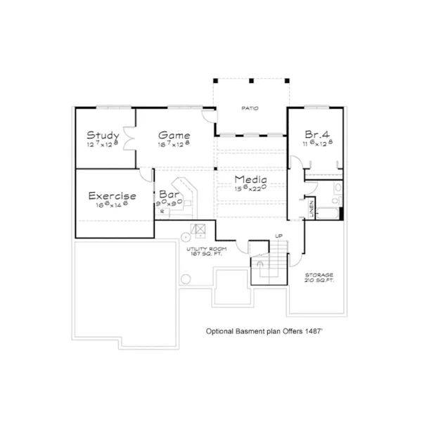 Arts & Crafts House Plan Lower Level Floor - Hawk Pointe Craftsman Home 026D-1681 - Search House Plans and More