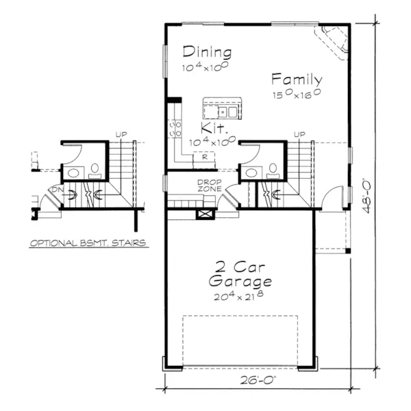 Traditional House Plan First Floor - Sanborn Narrow Lot Home 026D-1692 - Shop House Plans and More