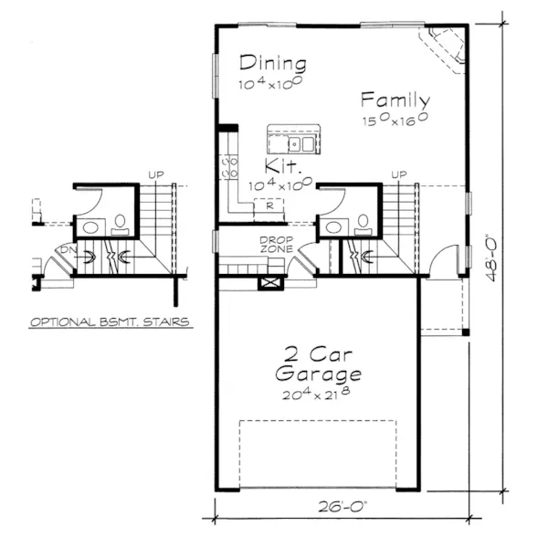 Traditional House Plan First Floor - Sheldon Narrow Lot Home 026D-1693 - Shop House Plans and More