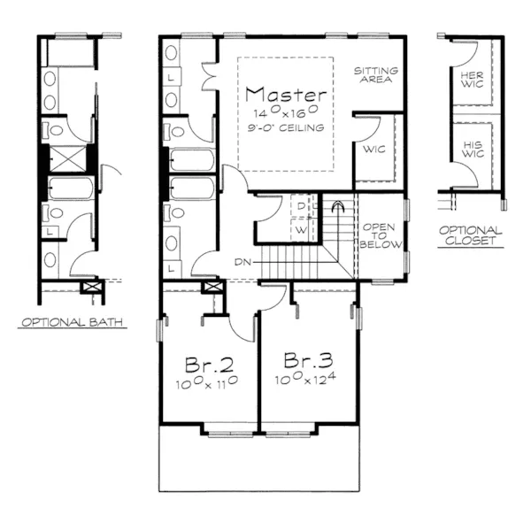 Traditional House Plan Second Floor - Sheldon Narrow Lot Home 026D-1693 - Shop House Plans and More