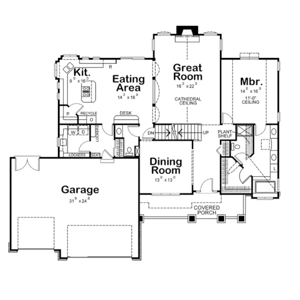 Southern House Plan First Floor - Stilson Craftsman Home 026D-1699 - Shop House Plans and More