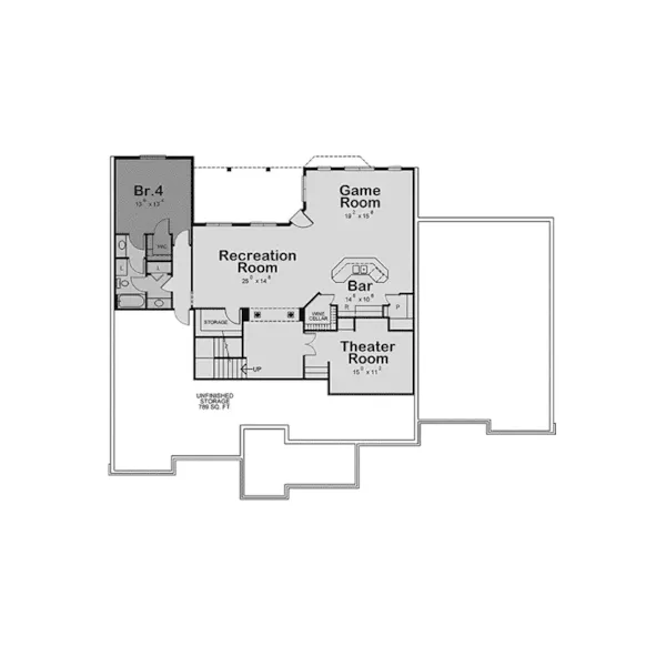 Craftsman House Plan Lower Level Floor - Jewell Creek European Home 026D-1713 - Search House Plans and More